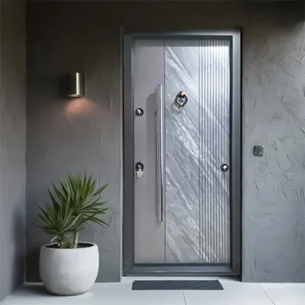 باب مصفح تركي بخباطة سيركل بسمك 11 سم رمادي